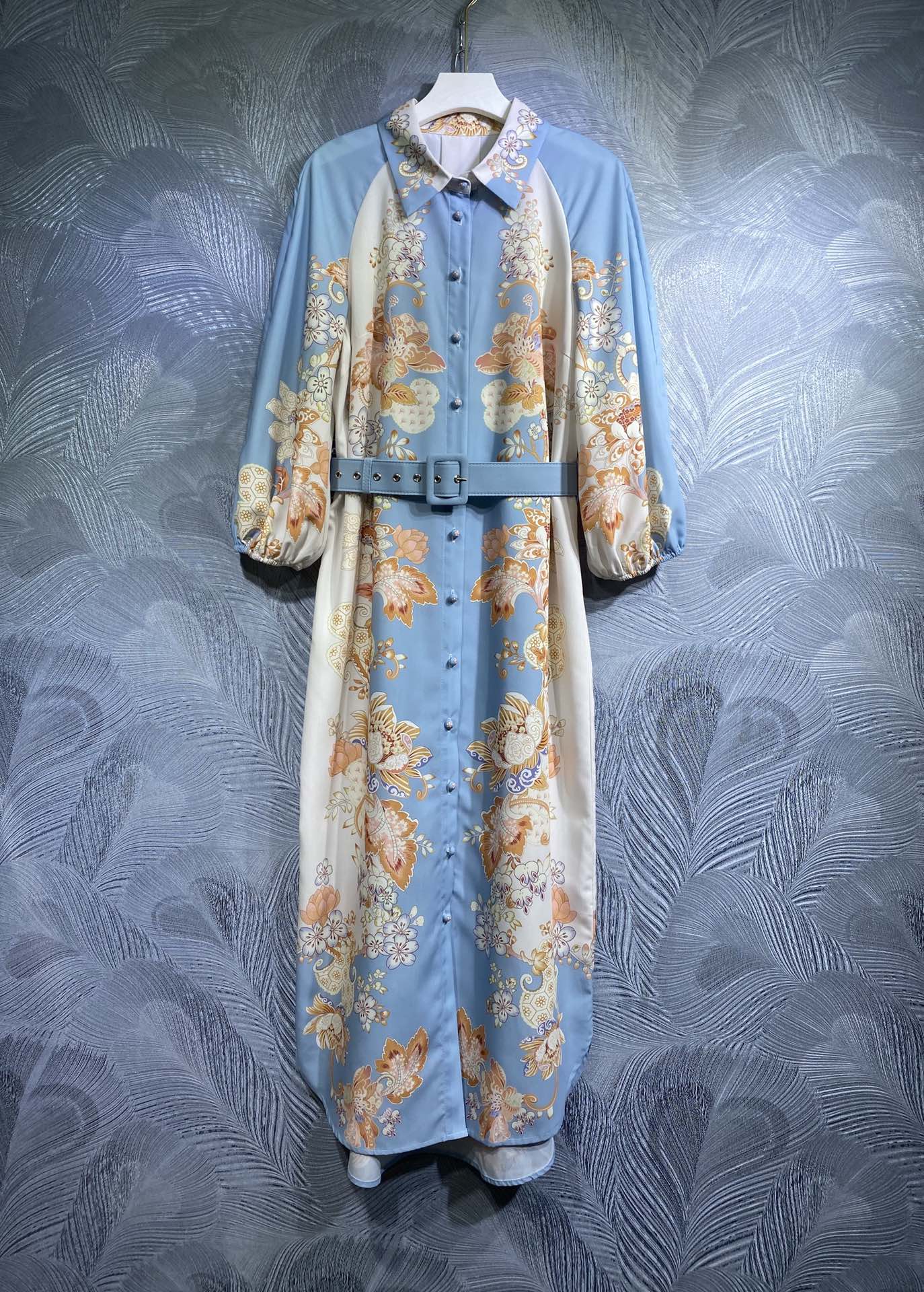 

2023 new lapel print long dress temperament senior, Customize