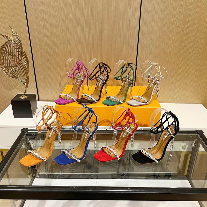 

Luxury fashion sandals summer high-end lace-up encrusted peep-toe fashion banquet