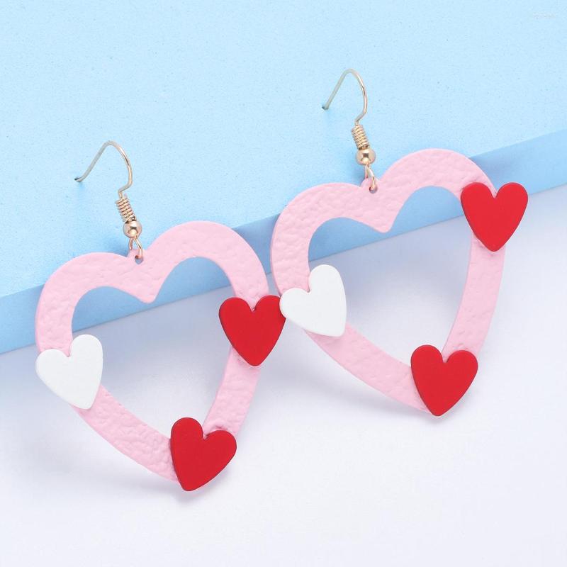 

Dangle Earrings Trendy Women's Heart Drop Design Hollow-out Metal Heart-shaped Statement Jewelry Accessoris For Women