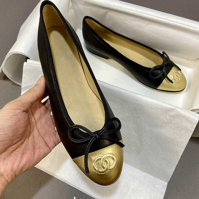 

Shoes 2023 spring new bow small fragrance single shoes women's flat bottom shallow mouth fashion lazy shoes ballet shoes real leather shoes, Black