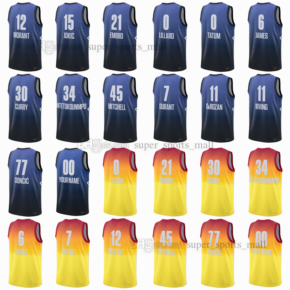 

Custom 2023 All-Star Basketball Jerseys Lillard Tatum James Durant DeRozan Irving Morant Jokic Embiid Curry Antetokounmpo Mitchell Doncic, Same as picture