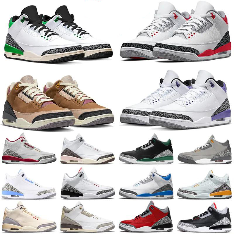 

3 Basketball Shoes Men 3s Fire Red Dark Iris Cardinal Neapolitan Archaeo Brown Lucky Pine Green Muslin Desert Elephant Mens Women Trainers Sports Sneakers, As photo 24