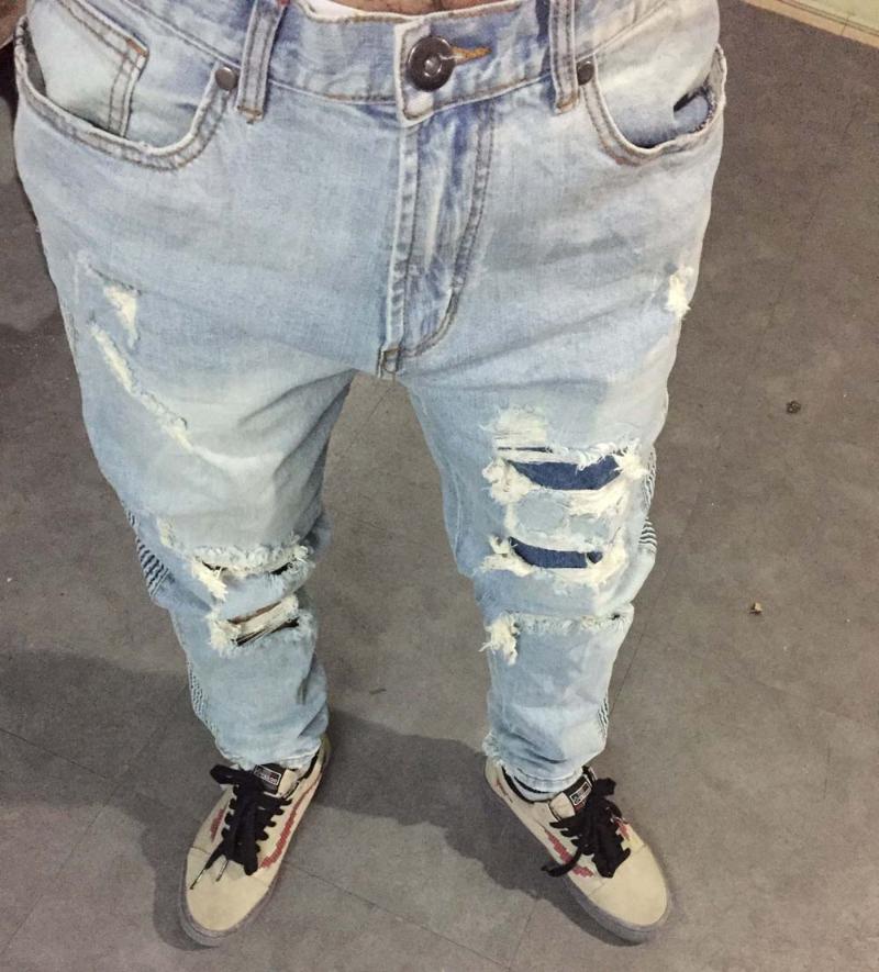 

Men' Jeans Men Hip Hop High Quality Skinny Denim Biker Blue Joggers Fashion Street Casual Pencil Pants Trousers StreetMen