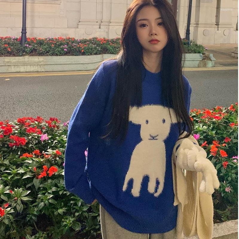 

Women's Sweaters Women's Clothing 2023 Spring Cartoon Long Sleeve RedBlue Knit Shirt Cardigan Sweater Top Pull Femme Blouse Bust 122cm, Blue