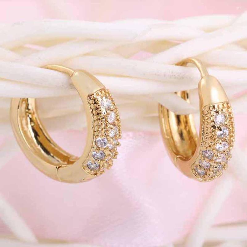 

Hoop Earrings 18K Real Gold Platinum Plating Delicate Zircon Decor