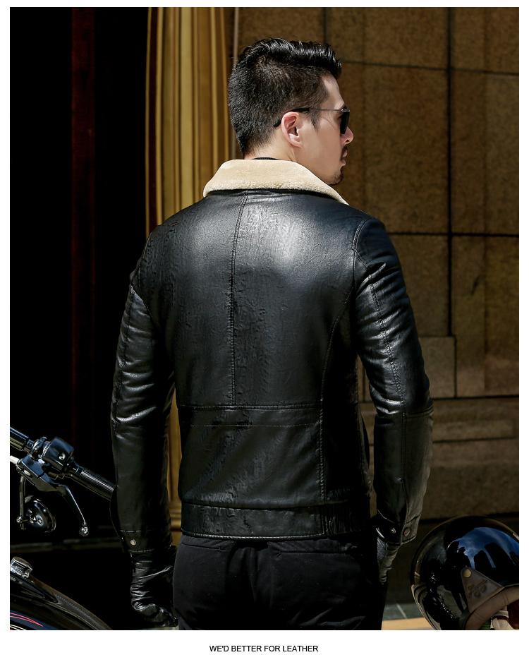 

Men's Fur & Faux Leather Jacket Men Coats Plus Size 4XL High Quality PU Outerwear Business Winter Male Fleece LX2590, 17905 button black