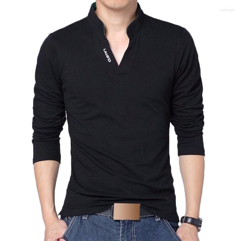 

Men's Polos Men Shirts Mens Long Sleeve Solid Color Tee Shirt Camisa Male Casual Fashion Cotton Crop Tops Brand Clothing, White