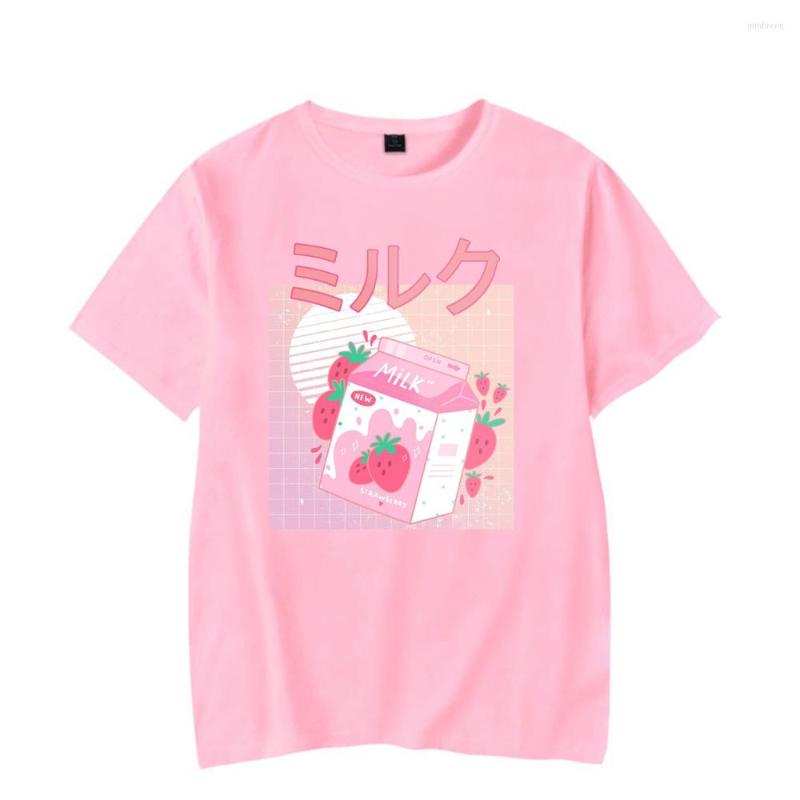 

Men's T Shirts Fun Retro 90s Japanese Style Strawberry Milk Tshirt Unisex O-Neck Women Men's Tshirts Harajuku Streetwear Kawaii Fashion, Black