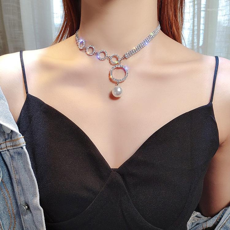 

Choker Luxury Large Circle Pearl Necklace For Women Exquisite Crystal Simulated Wedding Engagement Bride 2023