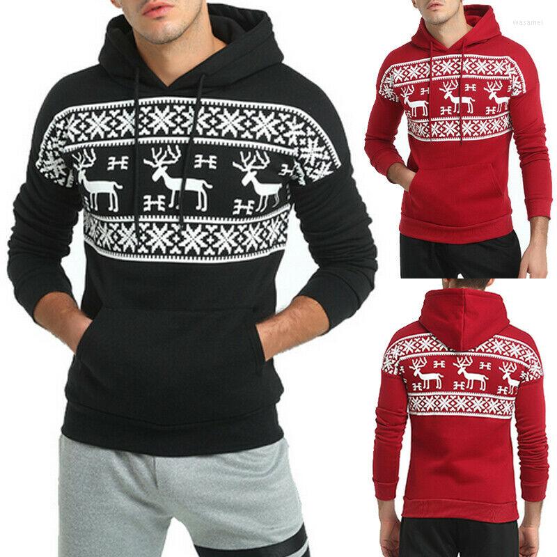 

Men' Hoodies Men Christmas Casual Hoodie Hooded Long Sleeve Sweatshirt Xmas Pullover Jumper Tops, Black