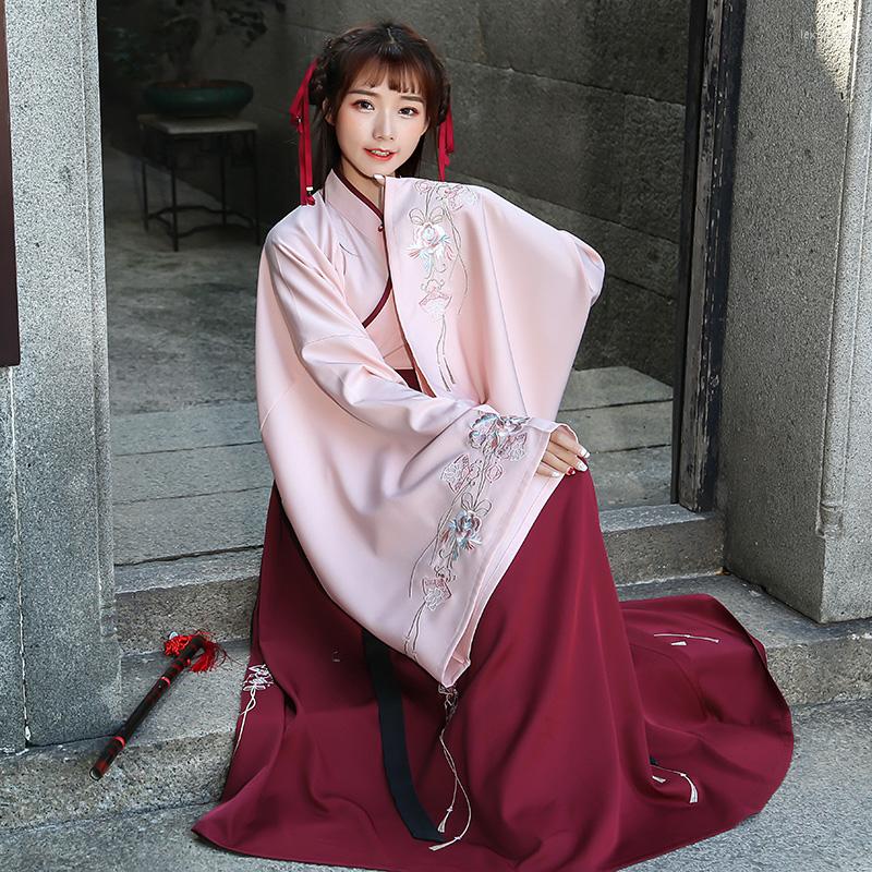 

Stage Wear Embroidery Slim Women Hanfu Clothes Lady Chinese Dress Summer National Costume Ancient Cosplay, Picture shown