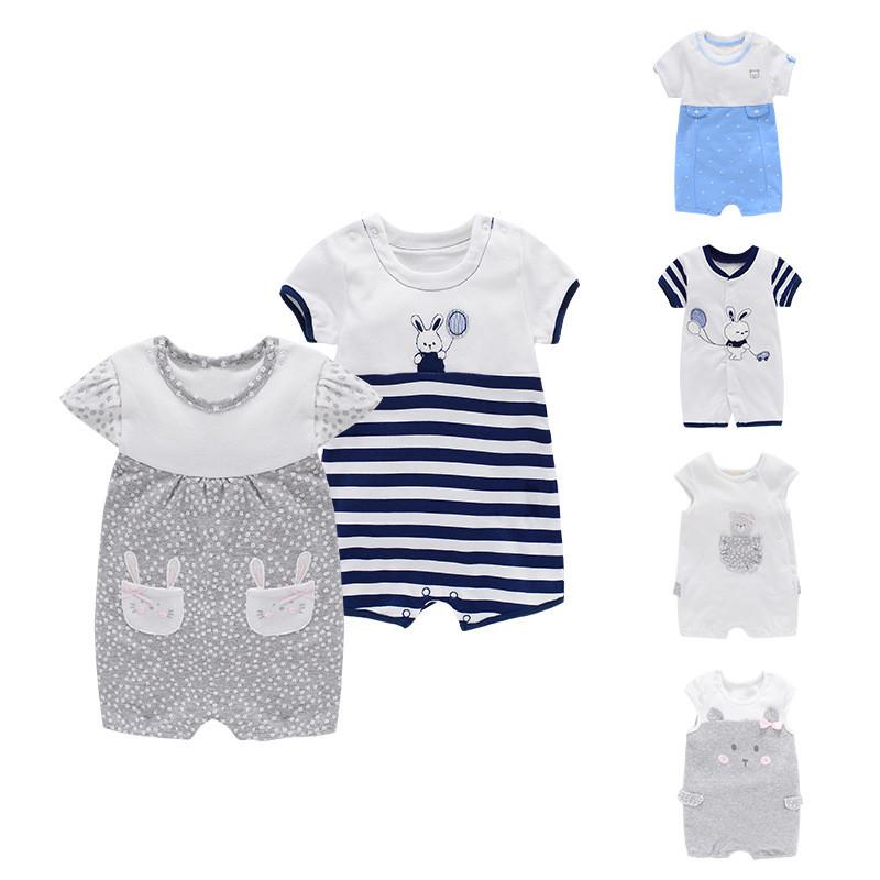 

Jumpsuits Fashion Baby Boys Girls Born Rompers Cartoon Romper Short Sleeve Infant Soft Cotton Clothes Pajamas, Beige