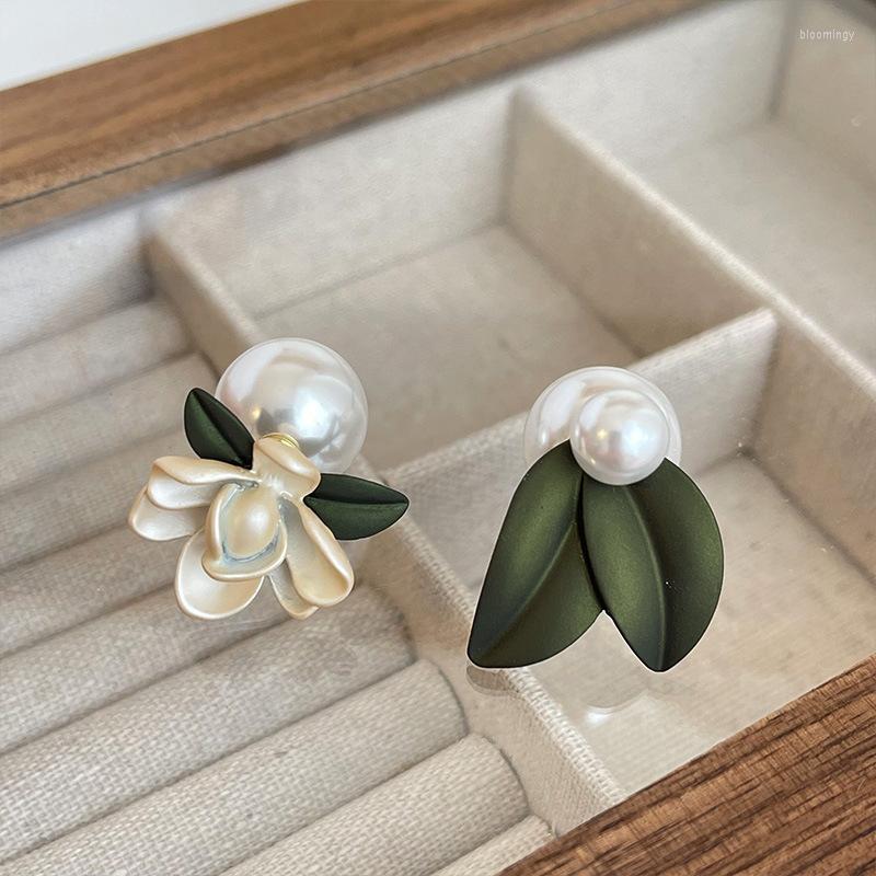 

Stud Earrings Summer Gardenia Imitation Pearl Women Flower Party Accessories Korean Elegant Jewelry