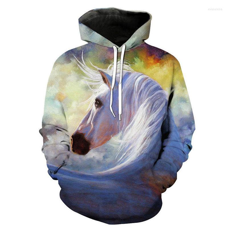 

Men's Hoodies 2023 Horse 3D Digital Printing Hooded Cap Hoodie Explosive Money
