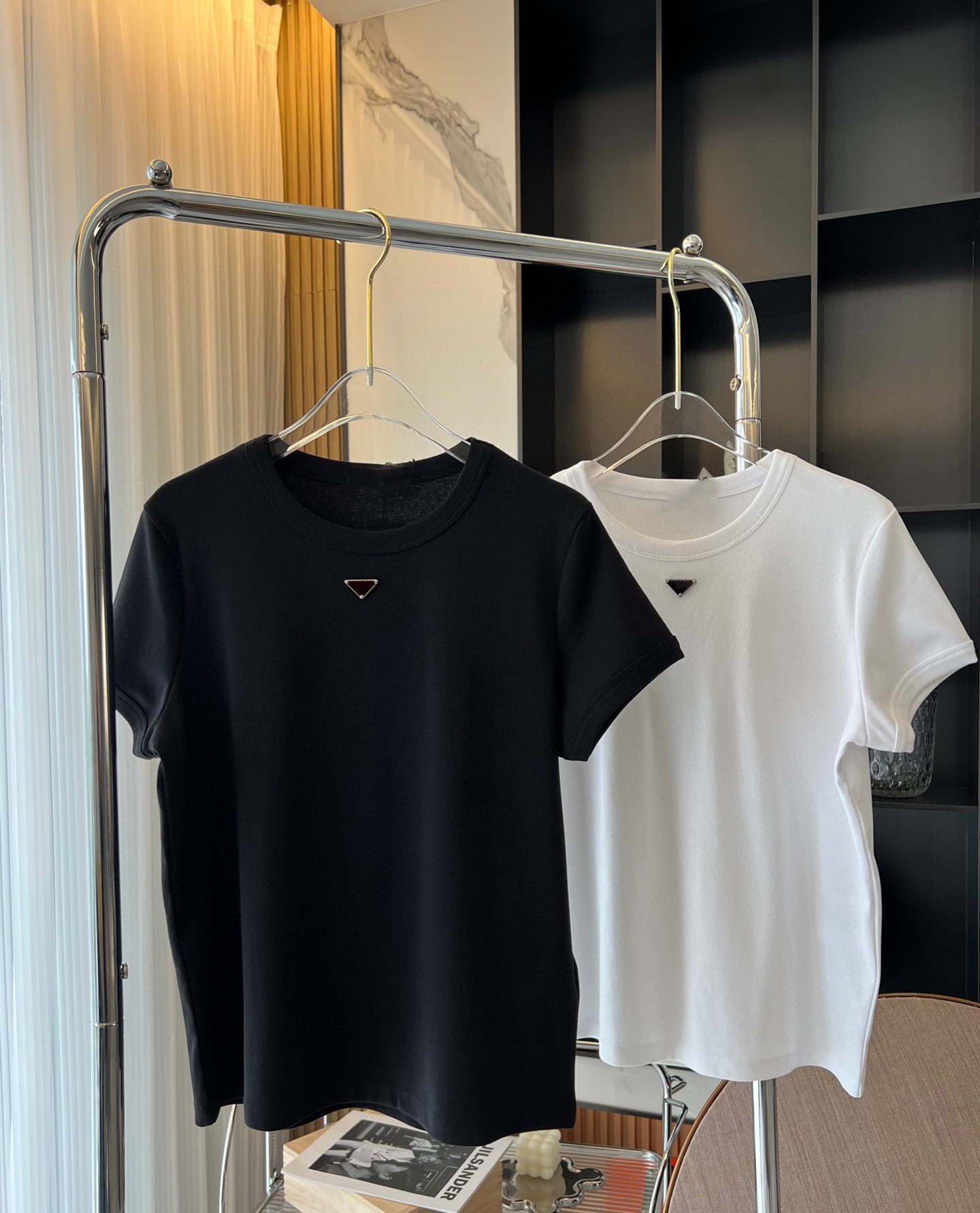 

Women' T-Shirt luxury Designer couple Sports Spring and Summer Wang New Print All-match Slim Cotton Short-sleeved T-shirt Women' Tshirt Tops p001, Black