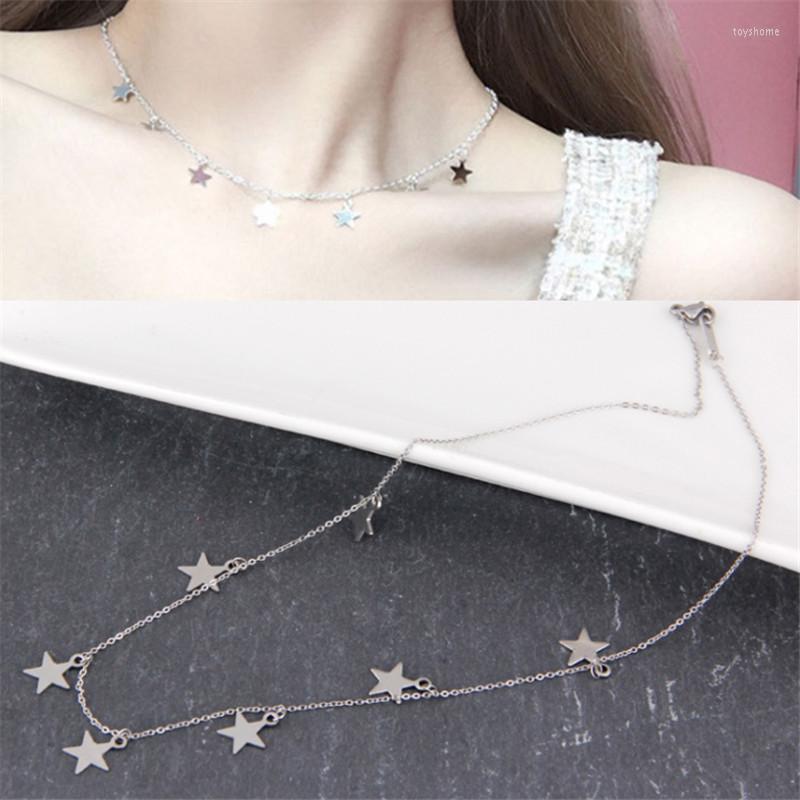 

Pendant Necklaces Stainless Steel Stars For Women Lover's Silver Color Pentacle Fashion Pentagram Necklace Engagement Jewelry