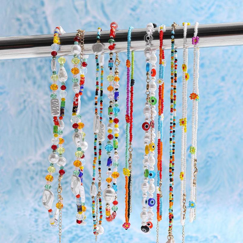 

Choker Bohemia Colorful Tiny Seed Beads Handmade Daisy Flower Necklace For Women Fashion Imitate Pearl Acrylic