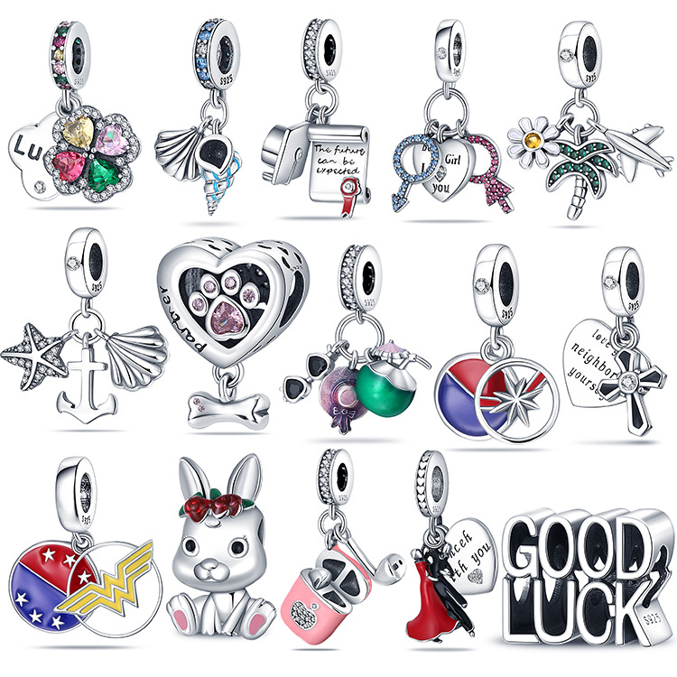 

New Popular 925 Sterling Silver Designer Original Pandora Shell Starfish Anchor Charm Bracelet Women's Birthday Fashion Jewelry