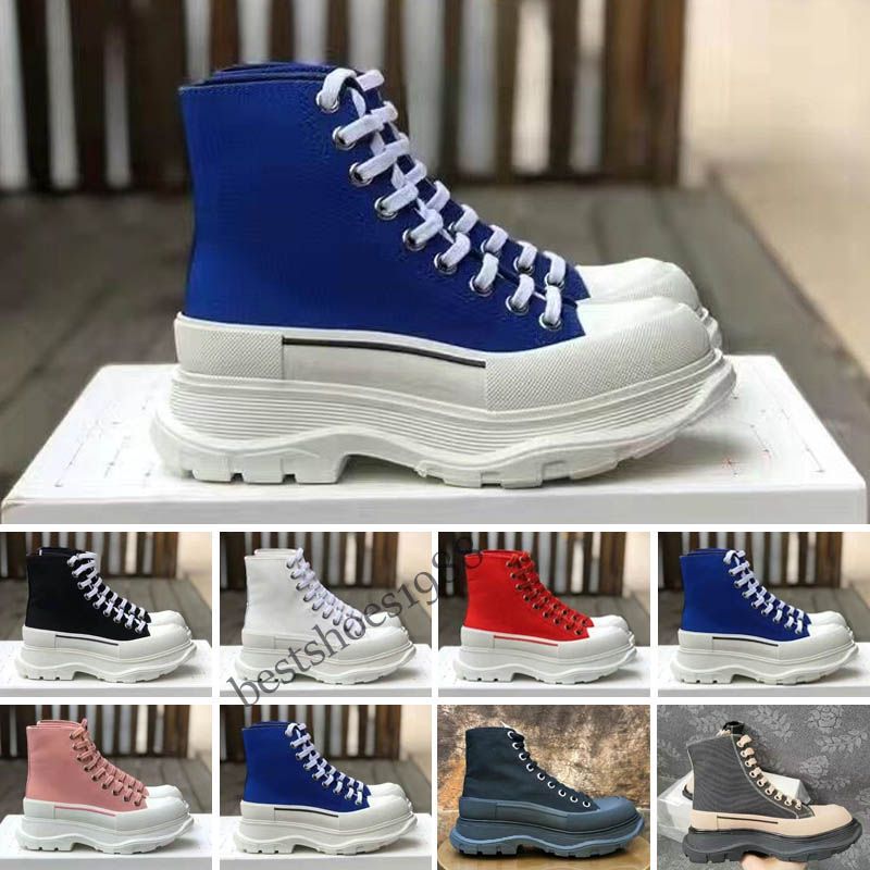 

NEW McQueens Designer Shoes High top Sneakers Deck Tread Slick boot casual Canvas shoes Lace-up Rubber Soles Platform Trainers boots Wome gU, Color 1