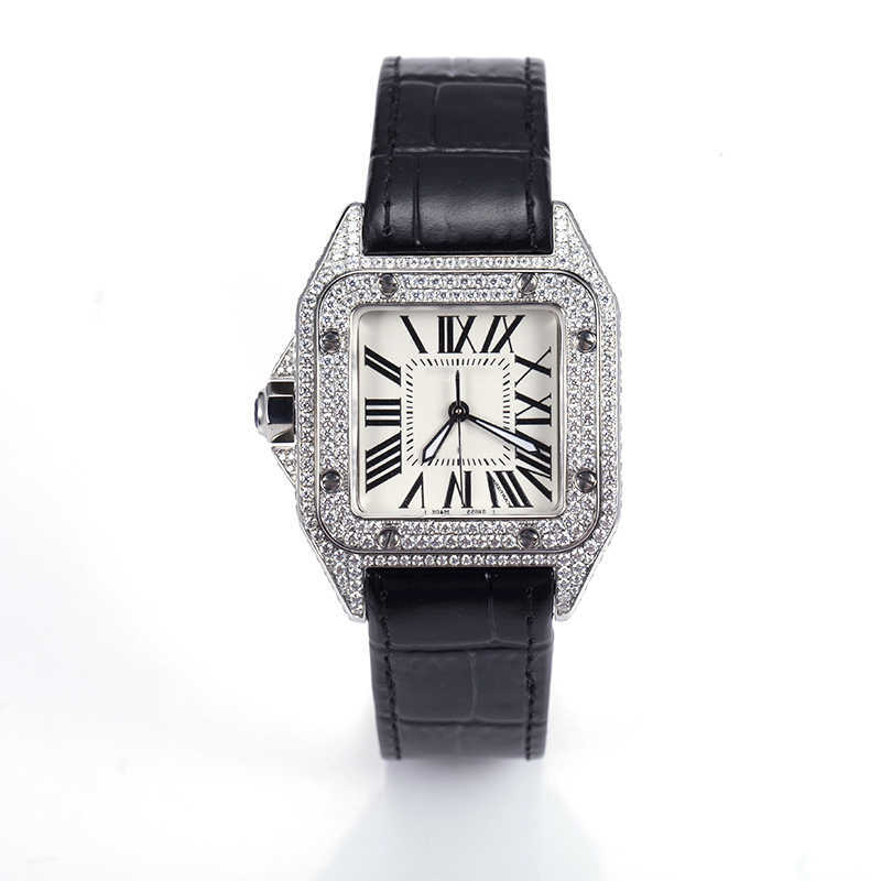 

Wristwatches Luxury Custom Bling Iced Out Watches White Gold Plated Moiss anite Diamond Watchess 5A high quality replication Mechanical RR9J