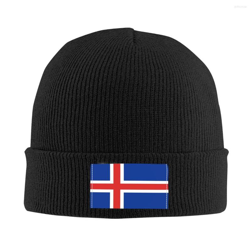

Berets Flag Of Iceland Bonnet Hat Knitted Men Women Cool Unisex Adult Warm Winter Skullies Beanies Caps, Black