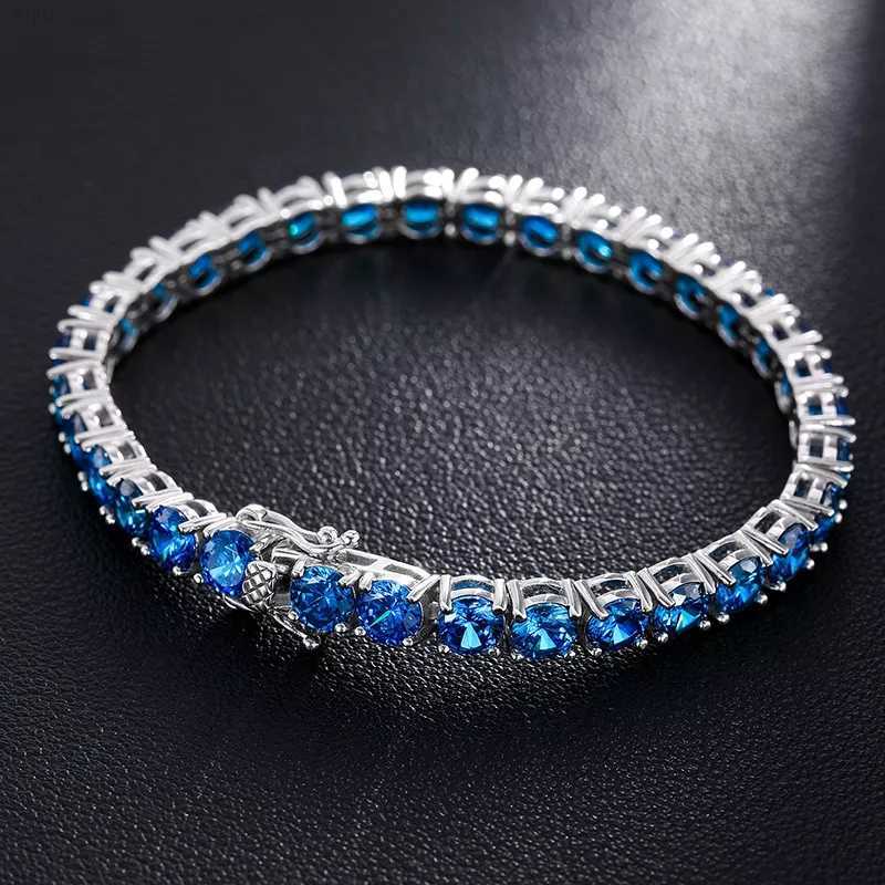 

Trend Fine Jewelry 3mm 4mm 5mm 925 Sterling Silver Blue Vvs Moissanite Diamond Cluster Tennis Chain Bracelet Necklace