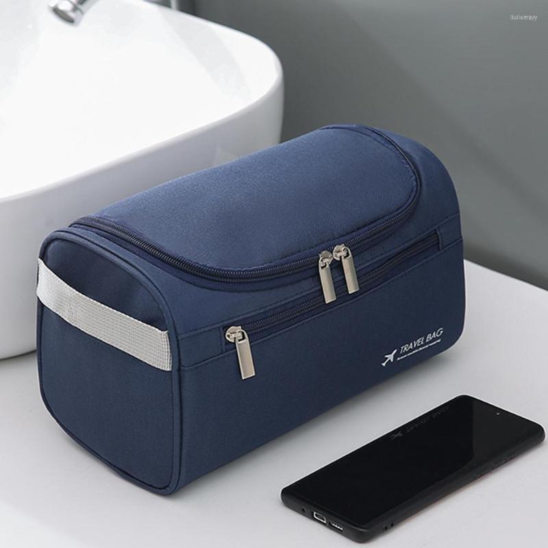 

Cosmetic Bags Waterproof Toiletry Bag Make Up Pouch Oxford Makeup Portable Toiletries Hanging Hook Simple Vacation Travel, Black