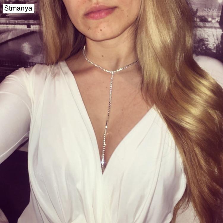 

Chains Sexy Body Jewelry Women Harness Necklace Bra Chain Sparkle Nightclub Crystal Accessories D1110