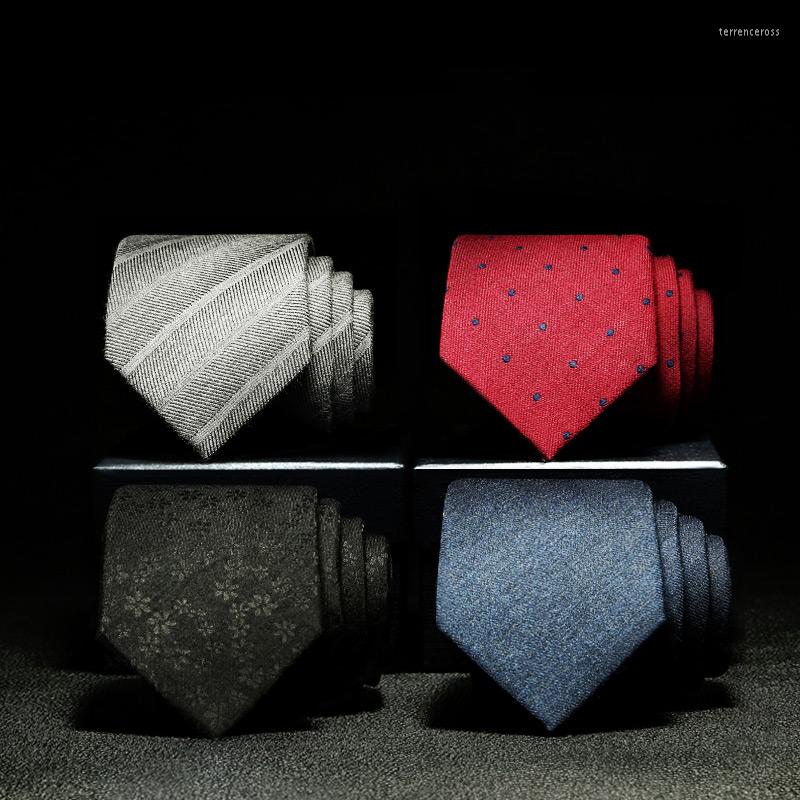 

Bow Ties 7cm Wool Tie Solid Striped Necktie For Men Quality Cravats 65% Wedding Party Groom Business Man Wear