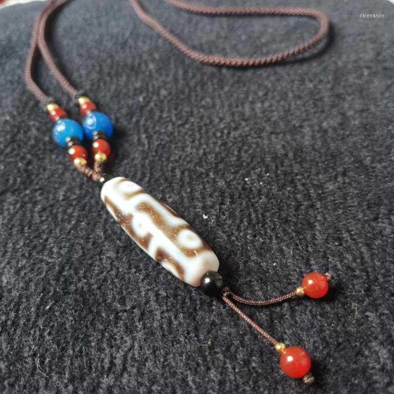 

Chains Natural Dzi Bead Necklace Various Styles Turquoise Agate Handmade Rope Folk-custom Adjustable S925 Silver Jewelry Accessories