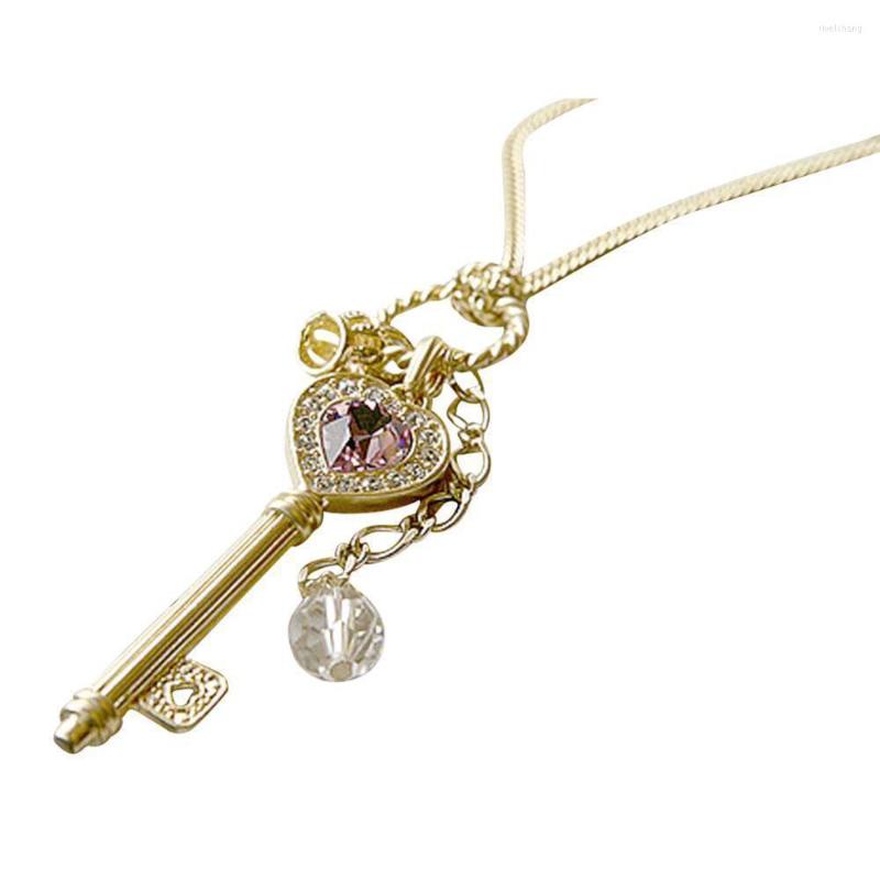 

Pendant Necklaces Lovely Crown Charm Heart Key Necklace Long Sweater Chain 2 Colors