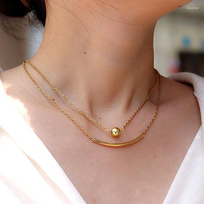 

Pendant Necklaces Classic Fashion Round Bead Necklace Women Temperament Simple Stainless Steel O-Chain For Jewelry Gift