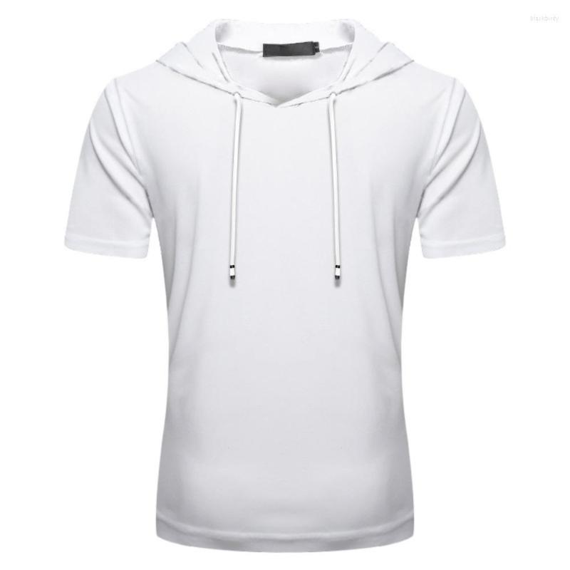 

Men' T Shirts Men' Hooded Short Sleeve Sweater Blank Solid Color Loose Casual T-Shirt, Black
