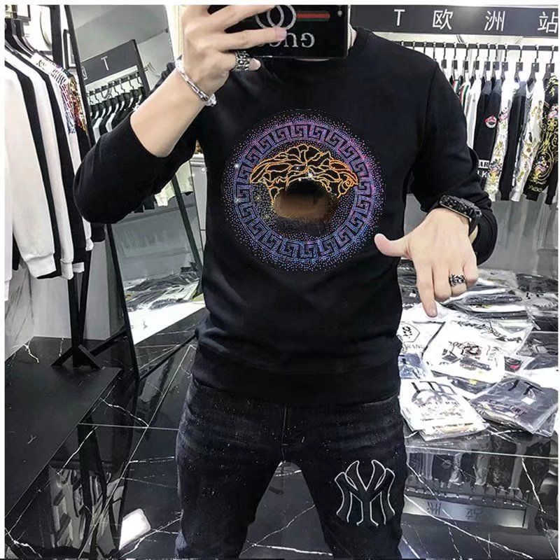 

Fashion sweatshirt men women sweaters Medusa hot drill hoodie designer sweater crew neck long sleeve tshirt pullover coat 4xl 5xl, White