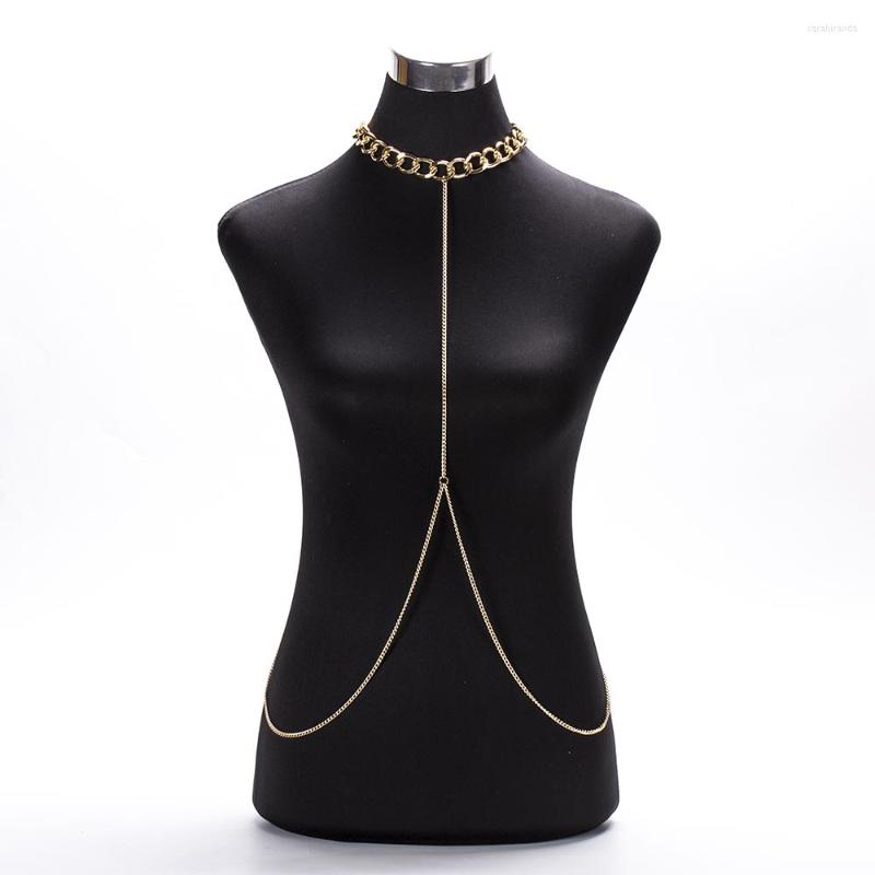 

Chains Bohemian Style Chunky Body Chain Necklace Women Collar Statement Long Necklaces & Pendants Sexy Beach Jewelry BY036