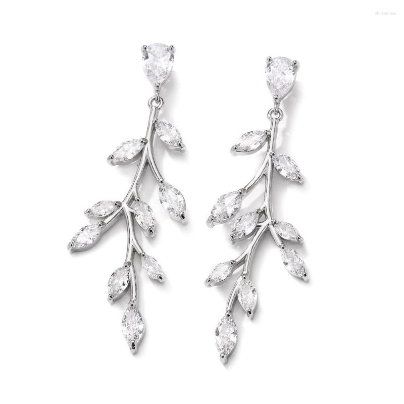 

Stud Earrings WOMEN LEAF CUBIC ZIRCONIA PENDANT LADIES CZ EAR STUDS JEWELRY