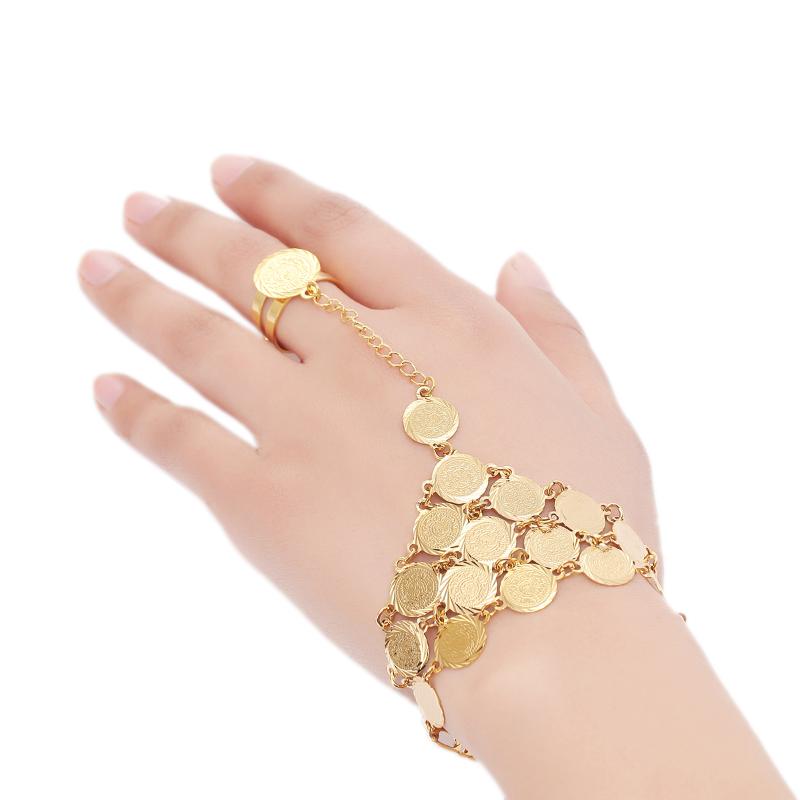 

Bangle Gold Color Coin Bracelet For Women Islam Muslim Arab Money Sign Middle Eastern Metal JewelryBangle