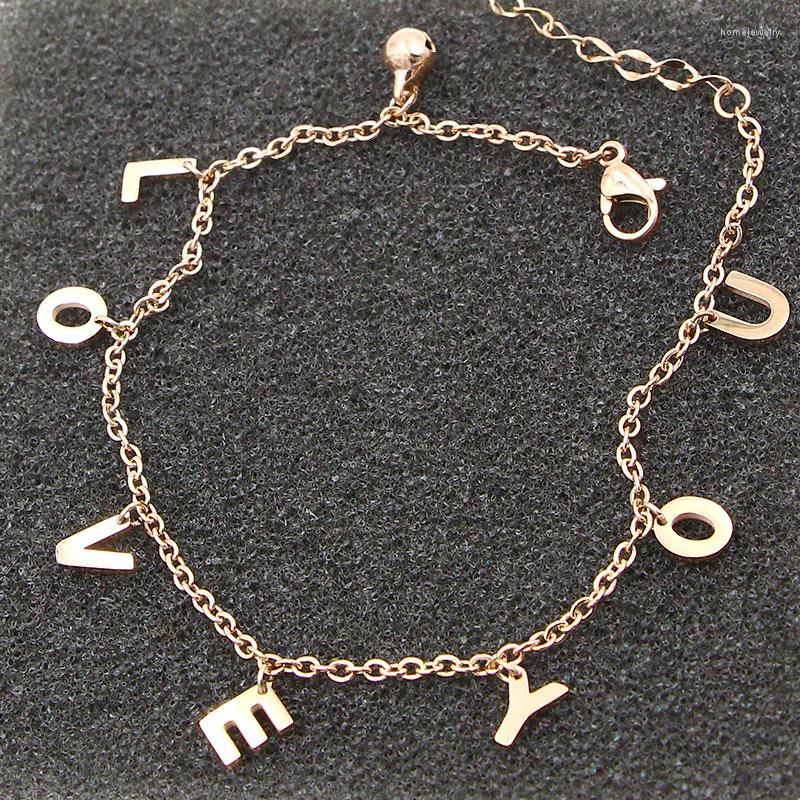 

Anklets Martick Arrival English Letter Love You Letters Rose Gold Color For Woman Fashion Summer Jewery Waterproof Ank49