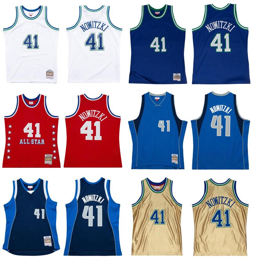 

Dirk Nowitzki Stitched basketball Jersey S-6XL Mitchell Ness jersey 1998-99 2010-11 2011-12 Mesh Hardwoods Classics retro jerseys Men women Youth blue white 41, Stitched jersey