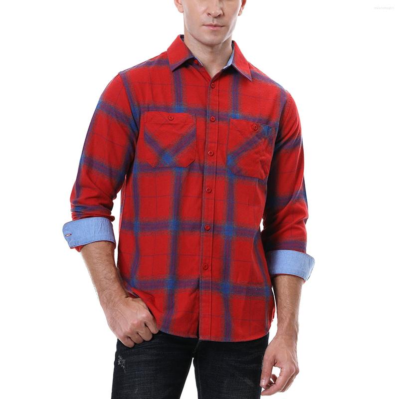 

Men' T Shirts Men' European And American Casual Loose Light Business Brushed Cotton Button Blouses Style Lapel Harjauku, Red