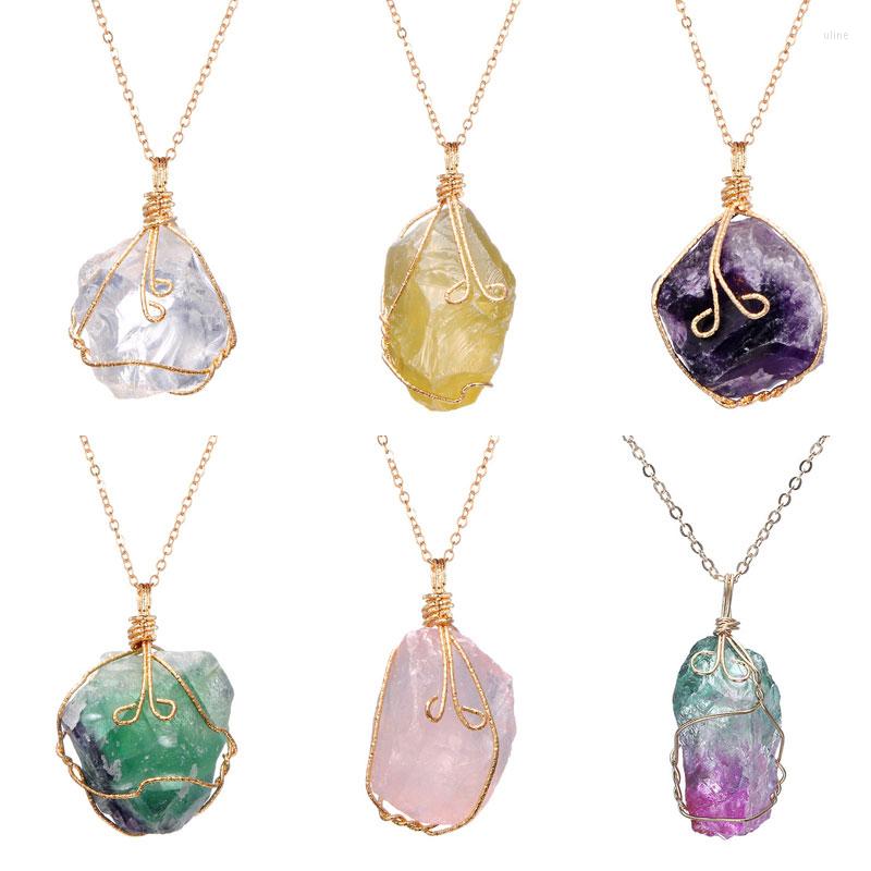 

Charms Quartz Crystal Necklace Stone Pendant Women Jewelry For Woman Mothers Father's Day Mom Gift