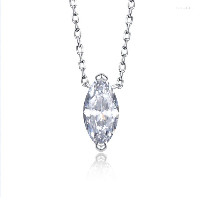 

Chains 2023 S925 Silver Horse Eye Diamond Necklace Women's High Carbon Olive Clavicle Chain