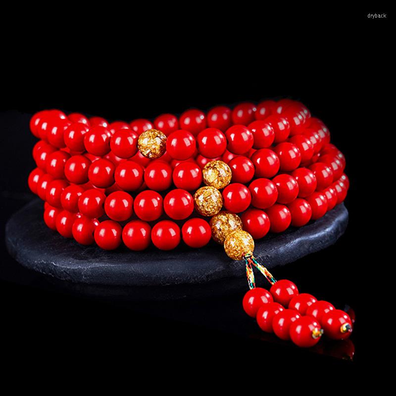 

Strand Natural Red Organic Cinnabar Beads Bracelet Original Design 108 Mala For Women Yoga Meditation Balancing Jewelry Gift Her