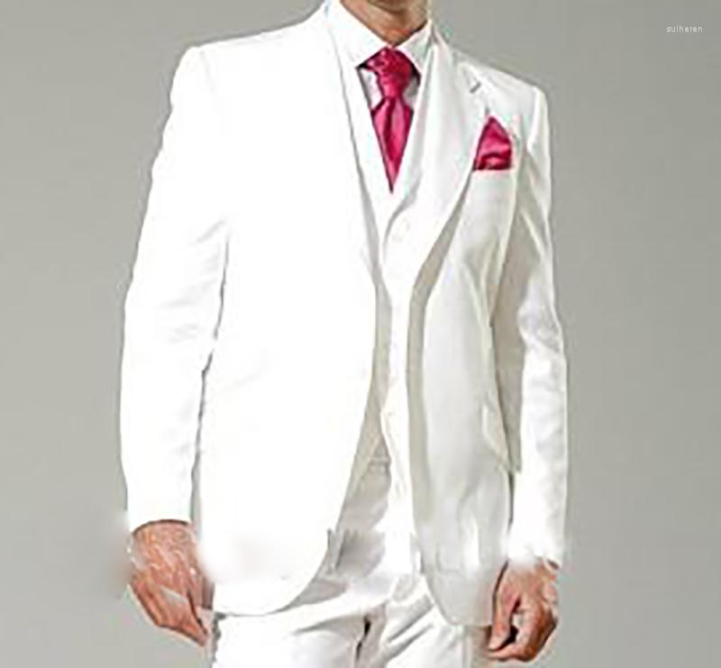 

Men's Suits (Jacket Pants Vest Tie)2023 Style Custom Slim Fit Men Ivory Tuxedos Groomsman Man Blazer Mens Wedding Business, Multi