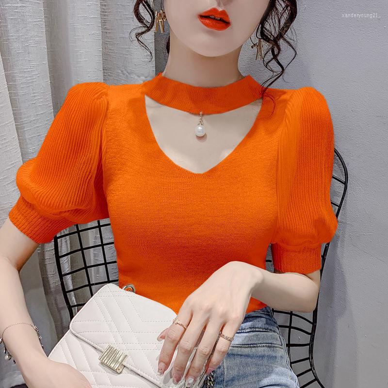 

Women's Sweaters Woman Fashion Style O-neck Short Knitted Female Thin Cardigan Half Sleeve T Shirt Vintage Bottomed Shirts G175, Purple