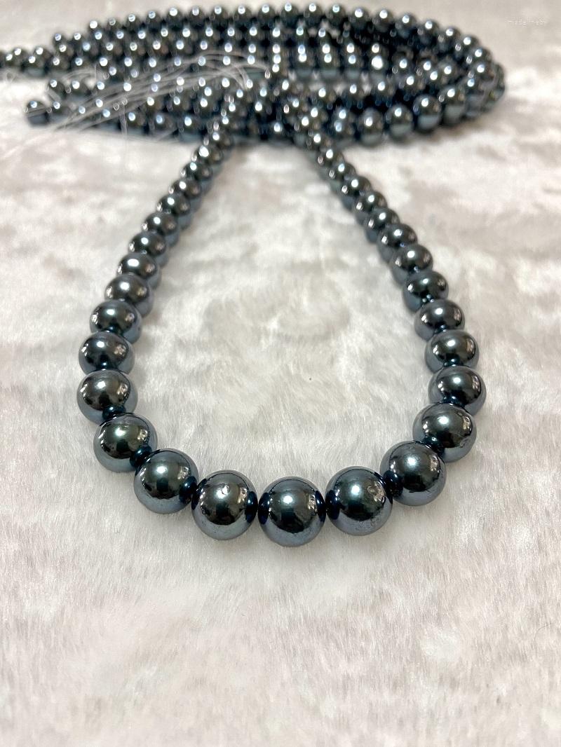 

Chains 2023 Arrival 11-12mm Sea Pearls Necklace Small Flaw Round Dazzling Black Green Color Jewelry Gift For Women
