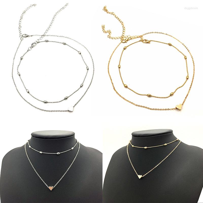 

Pendant Necklaces 2pcs/Set Women Heart Multilayer Clavicle Choker Necklace Jewelry For Female Daily Wear Accessories Gifts