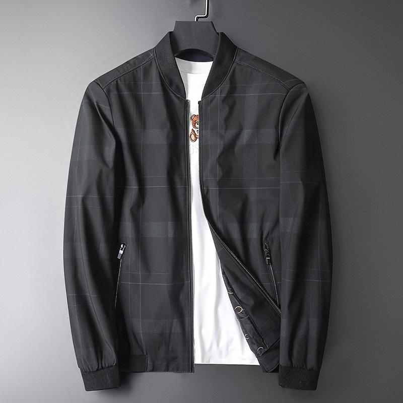 

Men's Jackets Arrival 2023 Spring Autumn Baseball Style Jacket Men Plaid Thin Smart Casual Coat Outerwear Plus Size, Black