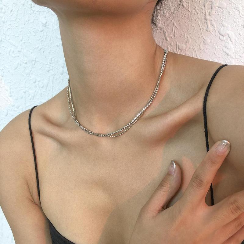 

Pendant Necklaces Party Jewelry Gift Simple Geometric Round Bead Chain Necklace Lady Temperament Layered Clavicle Kawaii Wholesale Bulk