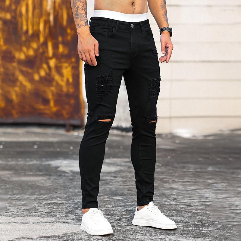 

Men' Jeans 2023 Spring Summer Men' Ripped Stretch Black High Quality Fashion Skinny Men Clothing Classical Denim Trousers, Dy152 black